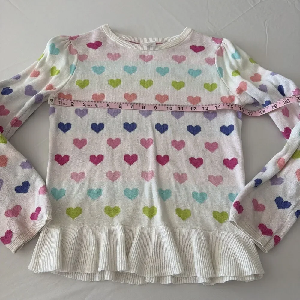 Gymboree Sweater Lot Purple Cable Knit Peplum Ruffle Girls Sz 12 Rainbow Heart